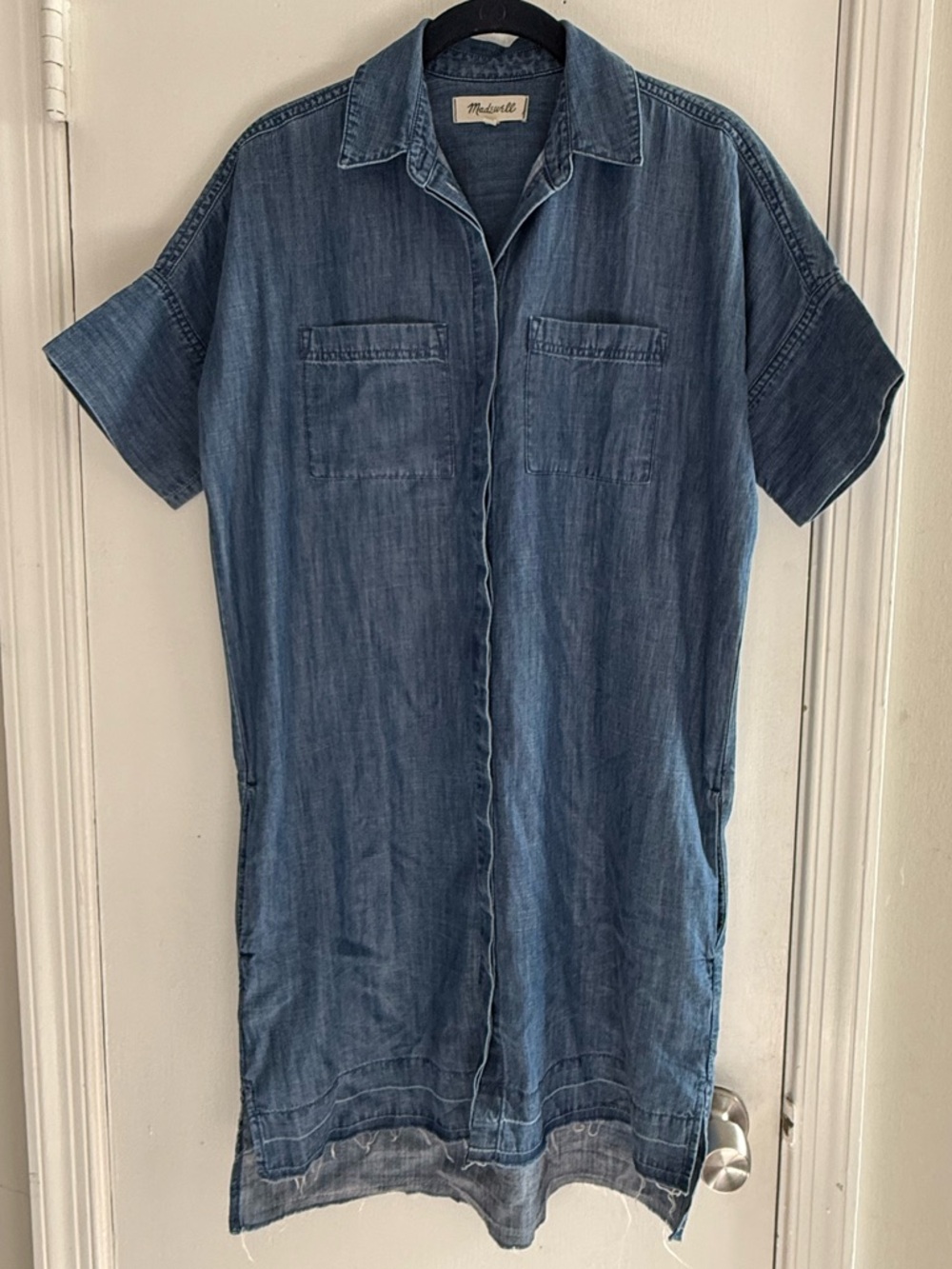 Madewell Blue Denim Short-Sleeve Button-Down Dress Size XS
